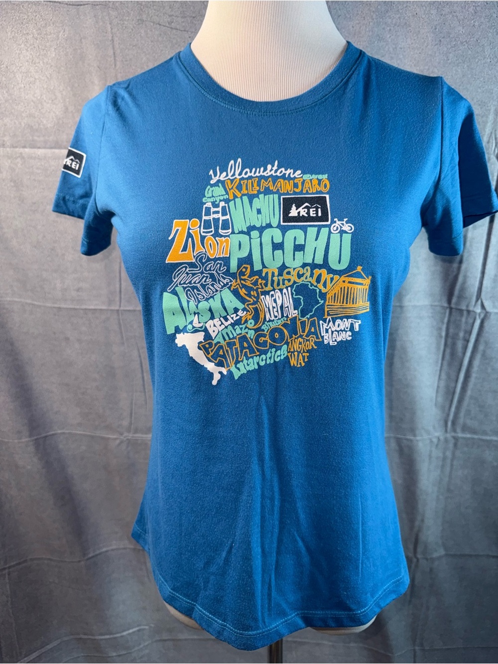 1937-REI Women's Teal Blue Short-Sleeve Graphic Tee